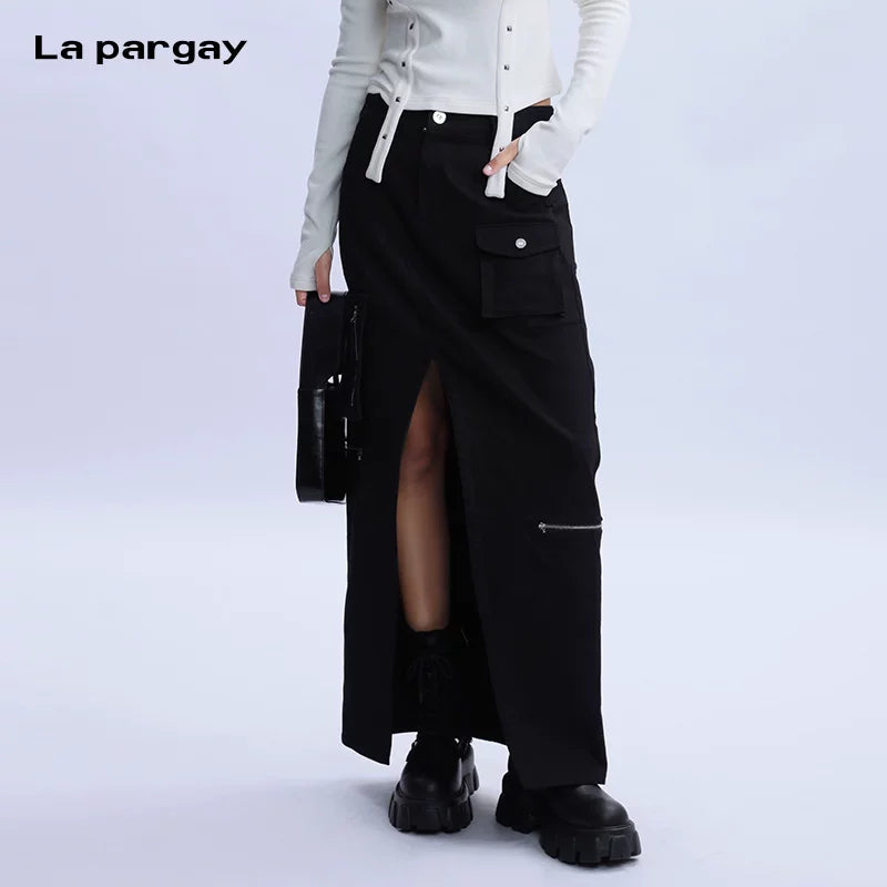 Lapargay long multi-pocket skirt 2026 new women's personality fashion casual skirt