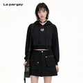 Lapargay Fake two-piece spliced short sweatshirt drawstring hood full of trend L78101983V