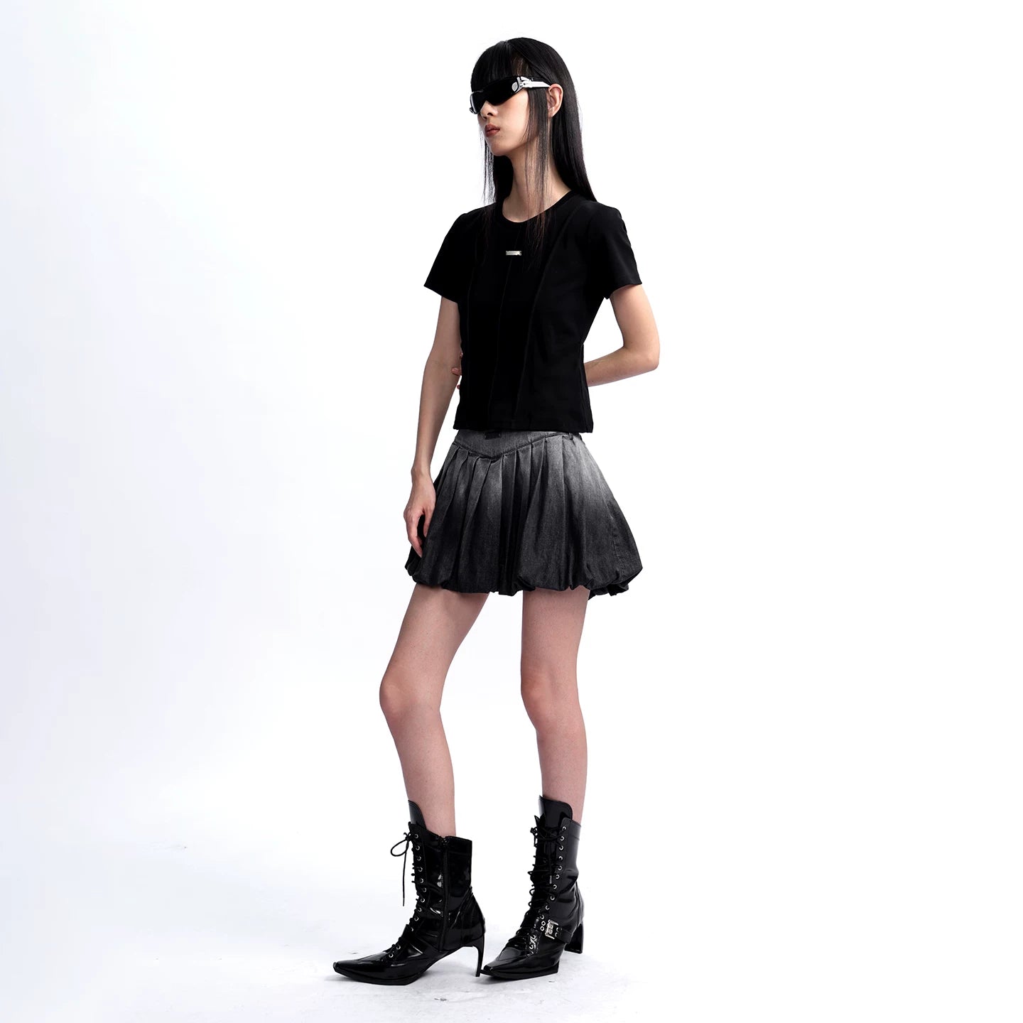 Lapargay 【Traces Collection】 Series Paneled Short Sleeve T-Shirt Slim Fit Layering L75300201V