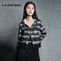 Lapargay Long-sleeved cardigan sweatshirt short jacket 2026 spring new women's personality fashion niche hooded top