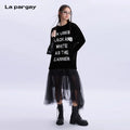 Lapargay hollow fashion wool knit sweater 2026 spring new design letter embroidery trendy top