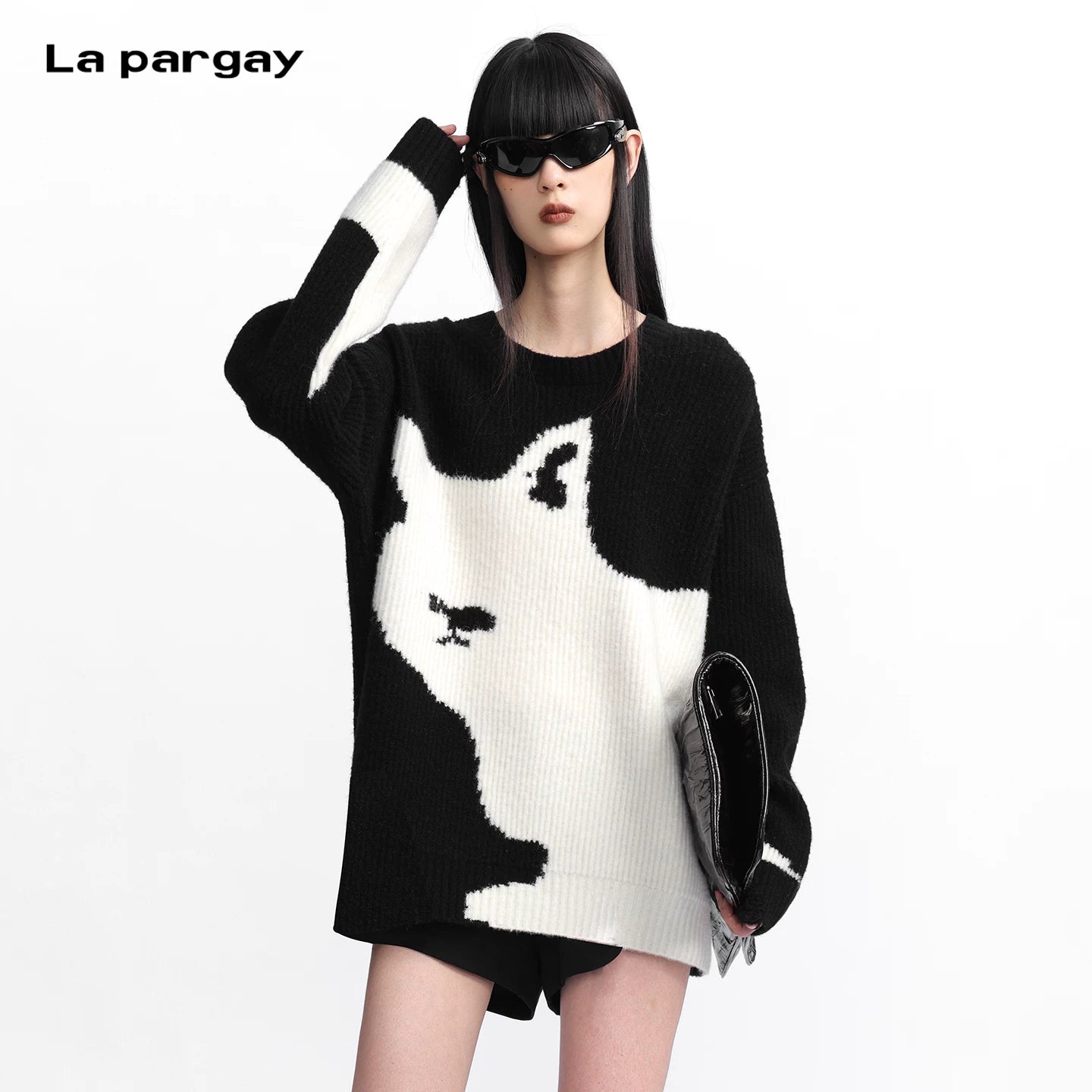 Lapargay 【Long Night】Contrast Color Alpaca Knit Sweater Excellent Warmth Retention L75408204V