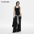 Lapargay Fake Two-Layer Plaid Design Loose Straight-Leg Cargo Pants Slimming and Non-Figure-Selective L78202603V