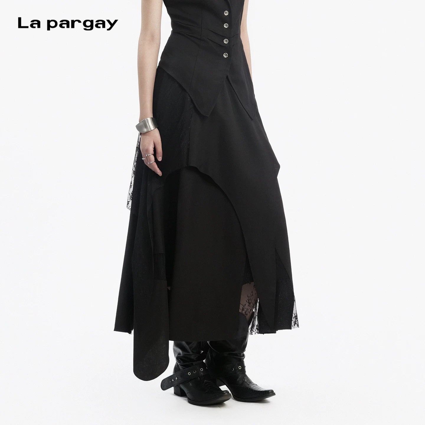Lapargay Irregular Skirt Multi-Layer Splicing Design Flattering Leg Shape Suitable for All Body Types L78209104C