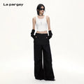 Lapargay Layered Overlap Casual Pants Fake Skirt Splicing Silhouette Leg Shape Modification L78202619C