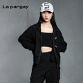 Lapargay Cardigan Long-Sleeve Jacket 2026 Spring New Women's Black Fashion Casual Design Top