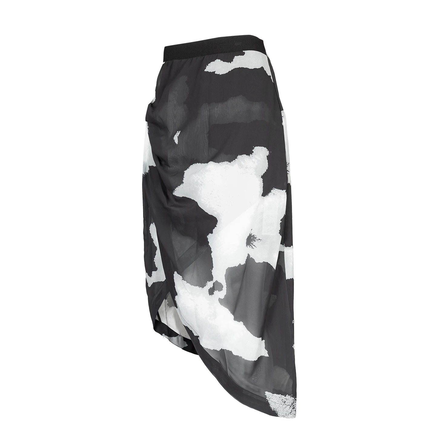 Lapargay Ink Abstract Print Lightweight Semi-Sheer Skirt Irregular Pleated Design L75209103C