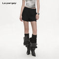 Lapargay Black A-Line Casual Shorts Neat Short Style Lengthen Leg Line L66302260C