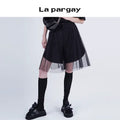 Lapargay 2026 Spring New Black Mesh Overlay Casual Bermuda Shorts Versatile Age-Defying Slimming
