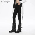 Lapargay Contrast stitch high-stretch slim pants High-stretch fabric Contrast stitch embroidery design L78102501C
