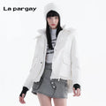 Lapargay hooded down jacket 2026 new women's white personality casual loose long-sleeve top