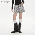 Lapargay loose A-line shorts with side contrast lines and invisible zipper pockets L69202256C