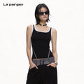 Lapargay visible seam waist-defining fitted tank top, contouring to body shape, comfortable and easy L72100101C