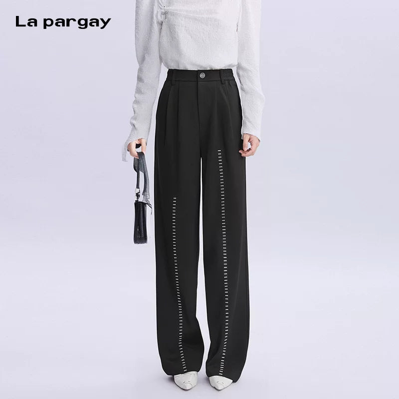 Lapargay Loose Long Straight Casual Pants 2026 Spring New Personality Design Sense Pants