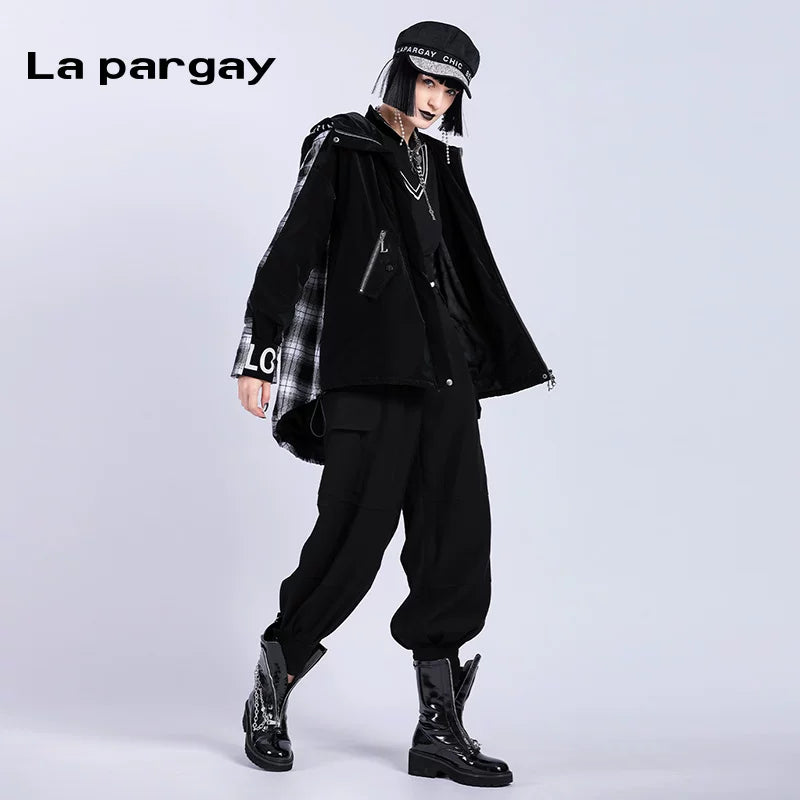 Lapargay Long Tapered Cigarette Pants 2026 New Women's Black Personality Fashion Casual Niche Trousers
