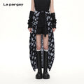 Lapargay Black and White Dip Dye Maxi Skirt Adjustable Belt Street Style Versatile L69209128V