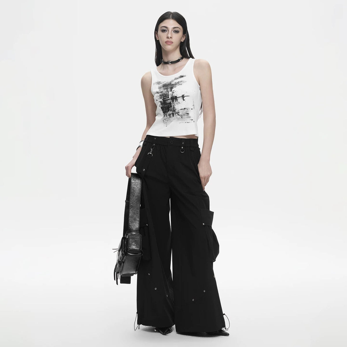 Lapargay abstract ink wash print cropped vest, slim fit, streetwise cool L78200101V - Lapargay