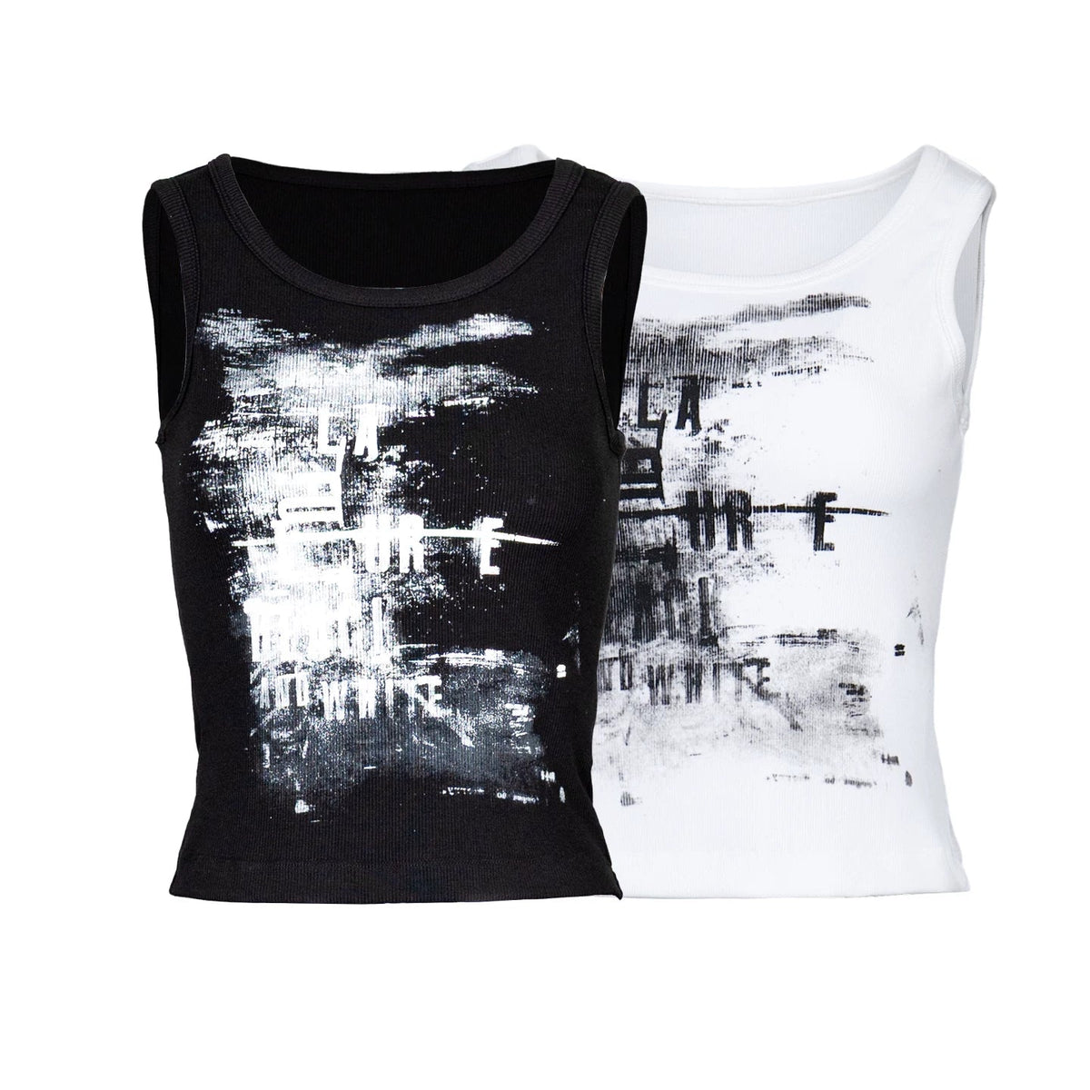 Lapargay abstract ink wash print cropped vest, slim fit, streetwise cool L78200101V - Lapargay