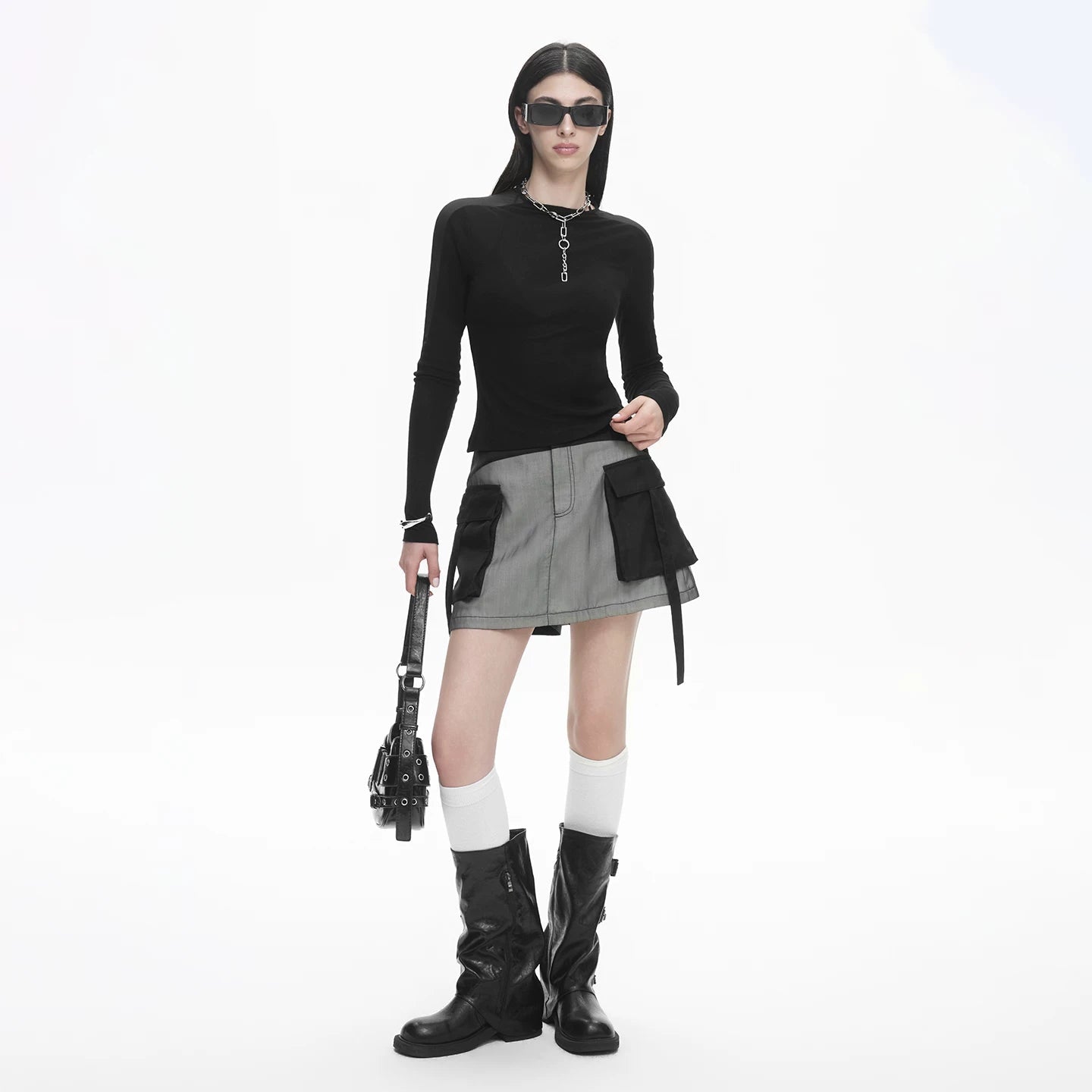 Lapargay American sporty style three-dimensional large pockets slim fit sexy short skirt L78109204V - Lapargay