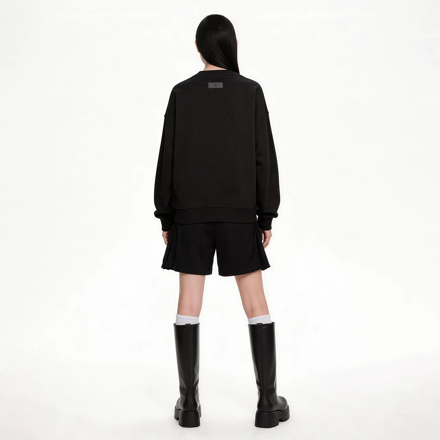 Lapargay Asymmetrical Hem Metal Zipper Decoration Loose Drop Shoulder Sweatshirt L75301990C - Lapargay