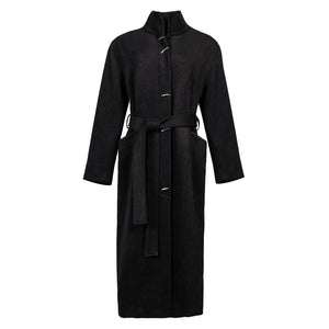 Lapargay avant-garde designed wool coat, high stand collar, self-tie belt long coat L78101605C - Lapargay