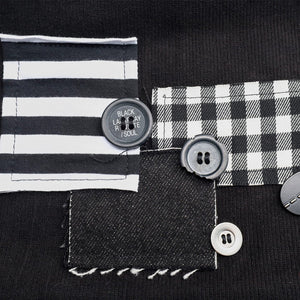 Lapargay Black and White Patchwork Personalized Buttons Loose Knit Hat L78106002X - Lapargay