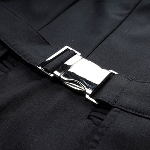 Lapargay black and white spliced two-piece dress, utility pockets, belted short skirt style L66309093C - Lapargay