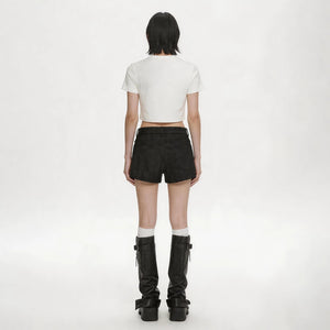 Lapargay Black Contrast Letter Print Short T Simple Clean Cut Fits Body Shape L75200208B - Lapargay