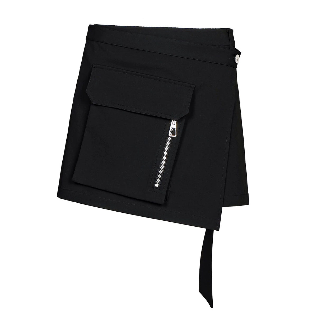 Lapargay Cargo Style Short Skirt, Irregular Tailoring, Zipper Pocket Little Black Skirt L78209204C - Lapargay