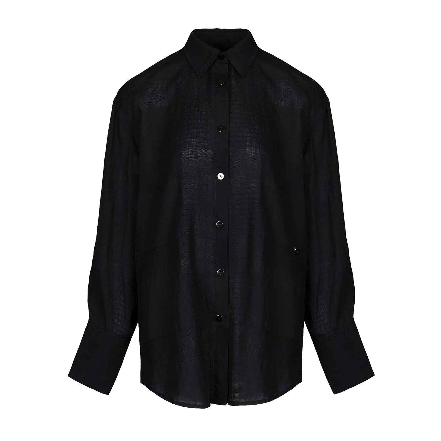 Lapargay Classic Turn-down Collar Drop-shoulder Shirt, Textured Fabric, Single Button Design L78101008V - Lapargay