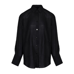 Lapargay Classic Turn-down Collar Drop-shoulder Shirt, Textured Fabric, Single Button Design L78101008V - Lapargay