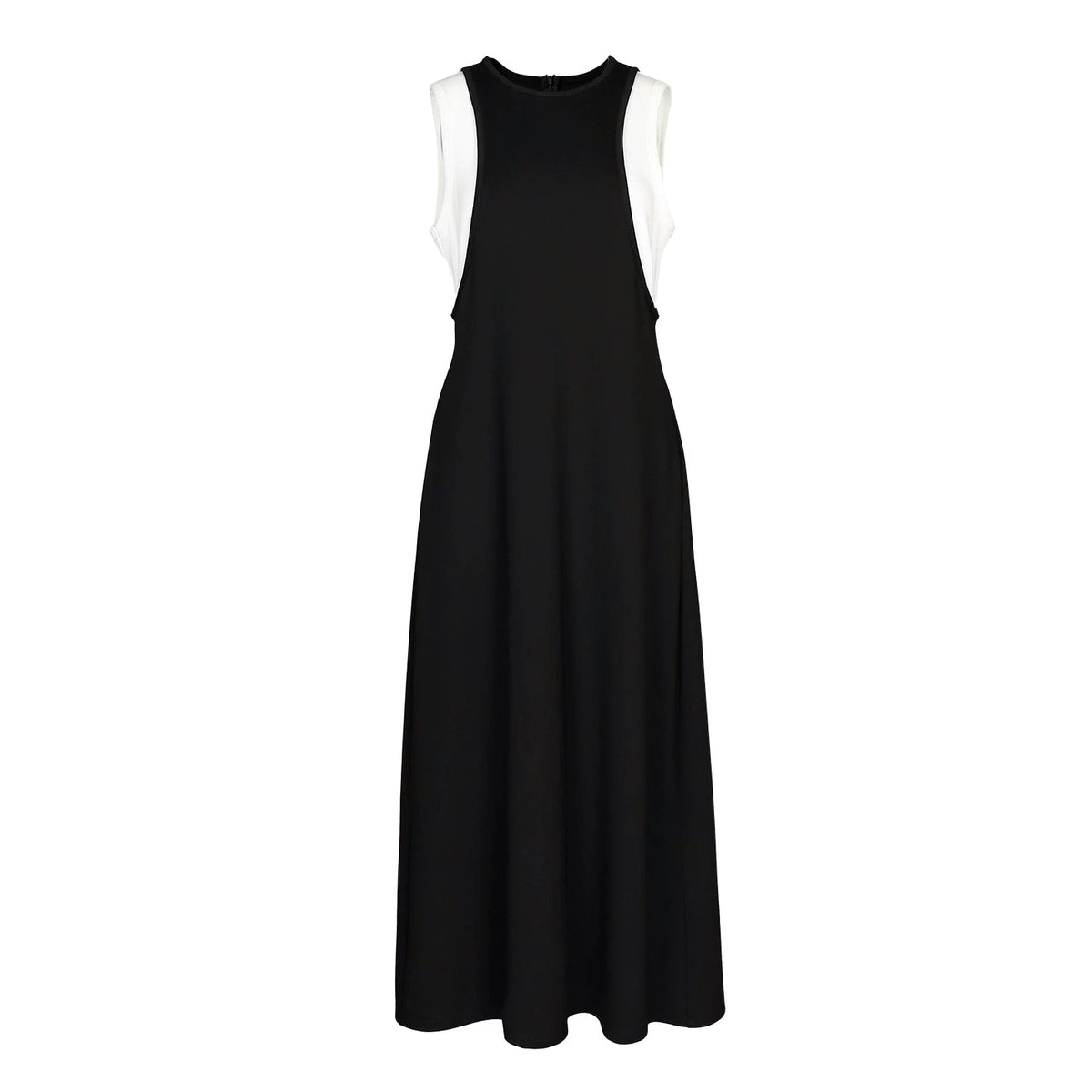 Lapargay color-block sleeveless dress faux two-piece spliced design suspender-style little black dress L78209012C - Lapargay