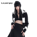 Lapargay Colorblock Stand Collar Short Jacket 2026 New Women Personality Fashion Simple Design Top - Lapargay