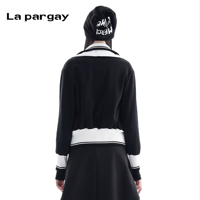Lapargay Colorblock Stand Collar Short Jacket 2026 New Women Personality Fashion Simple Design Top - Lapargay