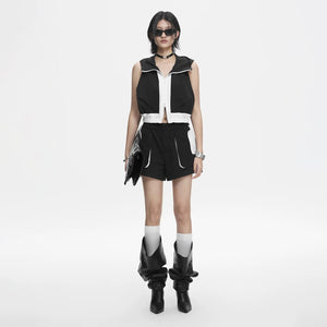 Lapargay contrast color hooded vest adjustable drawstring suitable for multiple outfit scenarios L78201406V - Lapargay