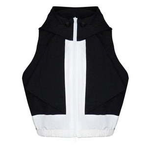 Lapargay contrast color hooded vest adjustable drawstring suitable for multiple outfit scenarios L78201406V - Lapargay