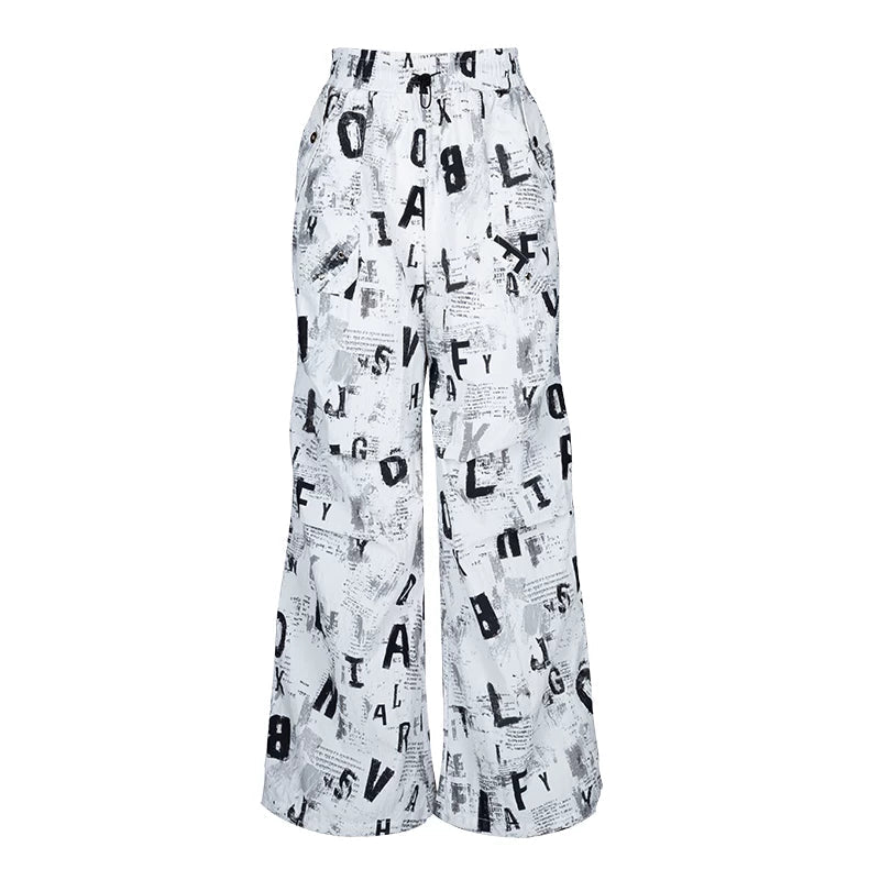 Lapargay Cool Letter Print, Drawstring Elastic Waist, Lightweight Side-Slit Casual Shorts L78202210V - Lapargay