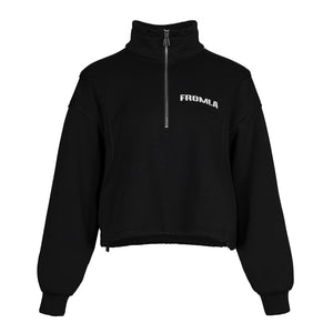 Lapargay Cool Stand Collar Short Sweatshirt, Half Zipper Design, Letter Print Top L78101980C - Lapargay