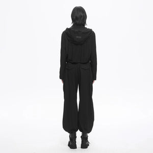 Lapargay Dark Cyberpunk Style, Short Hooded Jacket with Multi-Pocket Cargo Design L78101212S - Lapargay