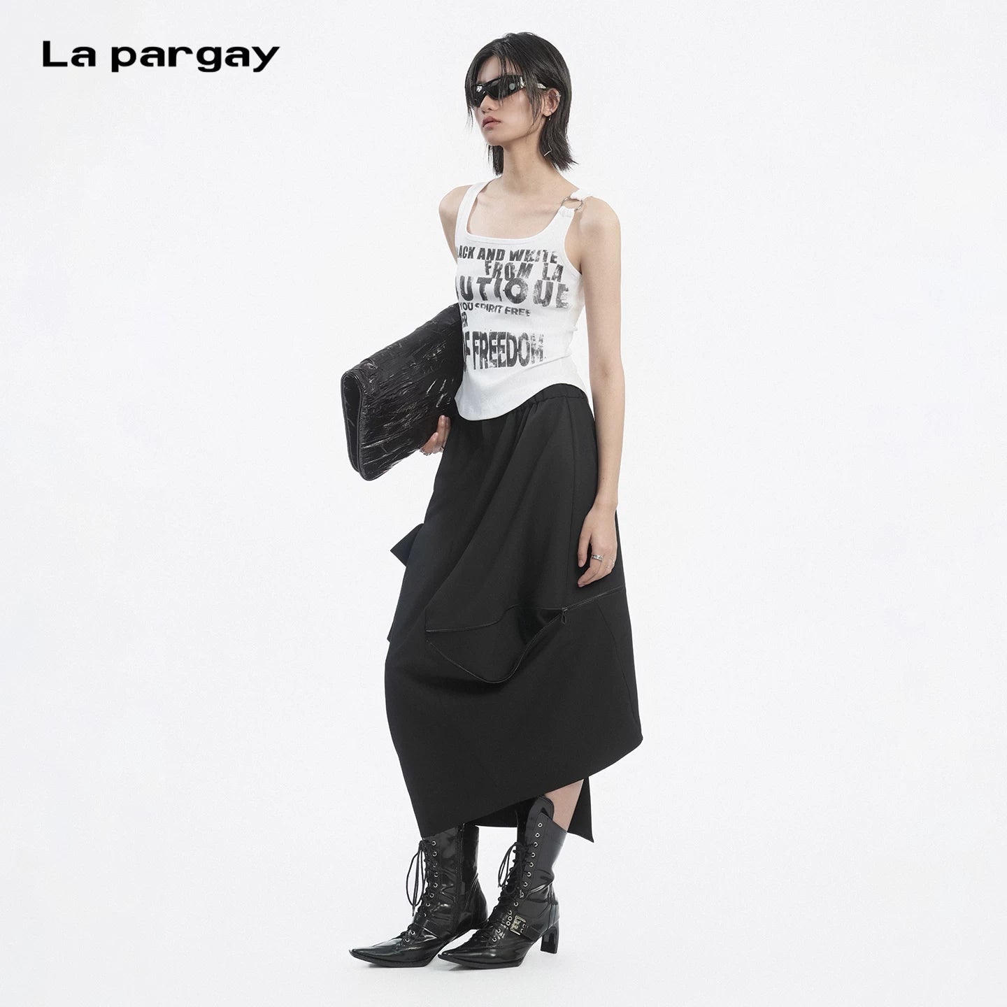 Lapargay Dark Design Sense Skirt Three-Dimensional Pockets Zipper Unique Personality Hem L78209101V - Lapargay