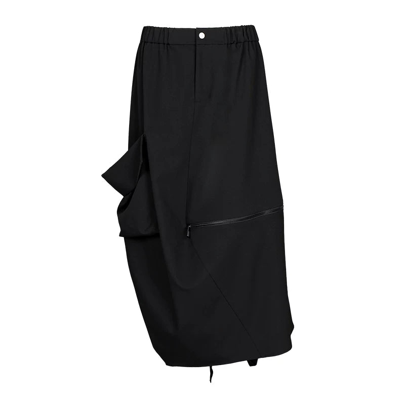 Lapargay Dark Design Sense Skirt Three-Dimensional Pockets Zipper Unique Personality Hem L78209101V - Lapargay