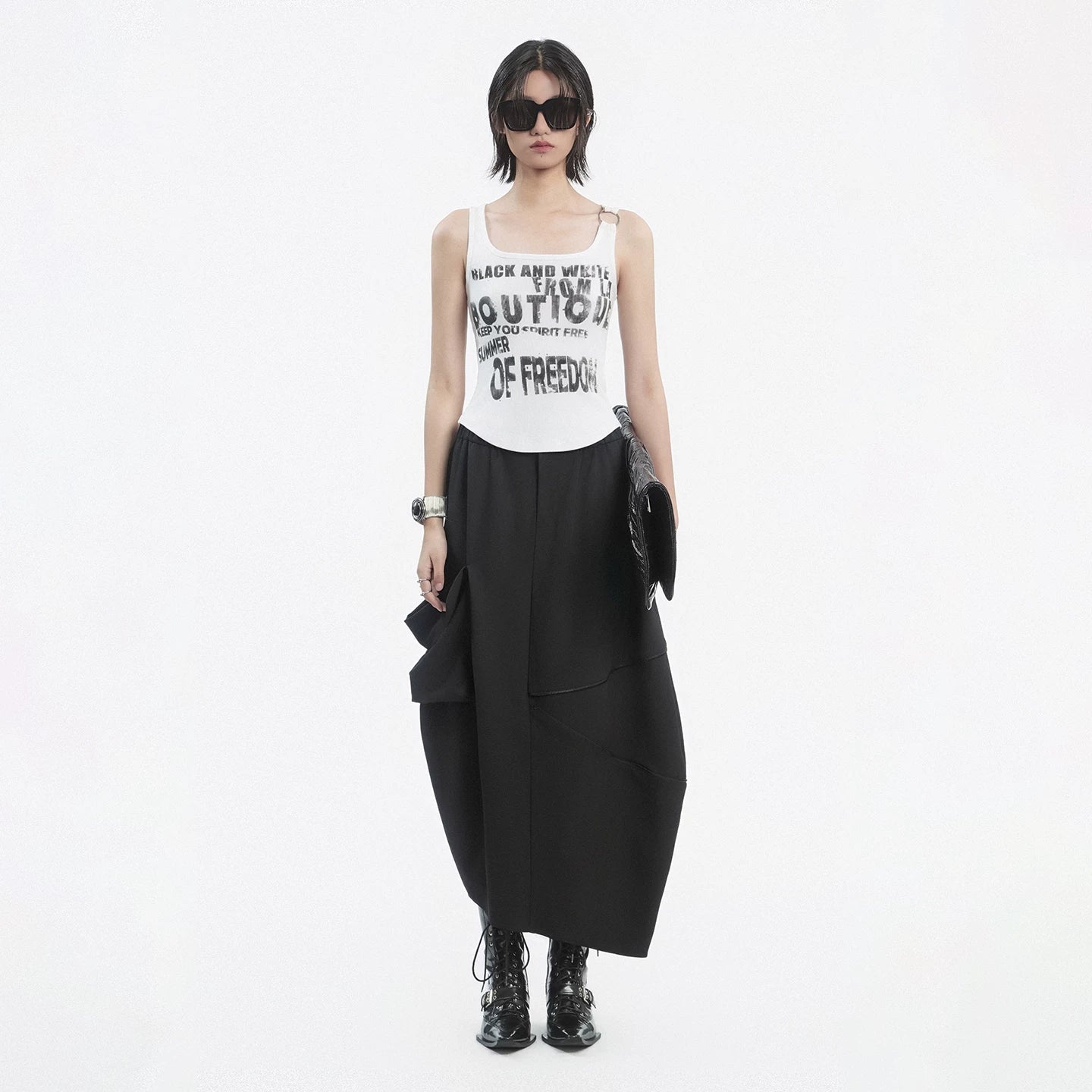 Lapargay Dark Design Sense Skirt Three-Dimensional Pockets Zipper Unique Personality Hem L78209101V - Lapargay
