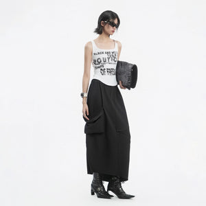Lapargay Dark Design Sense Skirt Three-Dimensional Pockets Zipper Unique Personality Hem L78209101V - Lapargay