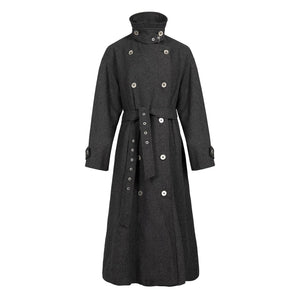 Lapargay Dark Gray Double-Breasted Drop Shoulder Trench Coat Modern Deconstruction Wide Belt Design L78101602V - Lapargay