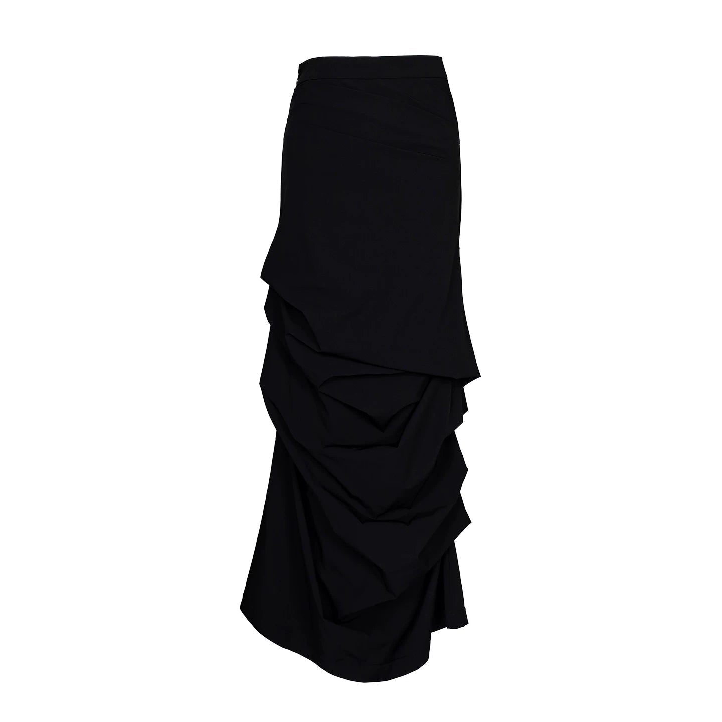 Lapargay dark pleated long skirt, three-dimensional layered tailoring, slim and figure-flattering style L66309185C - Lapargay