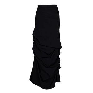 Lapargay dark pleated long skirt, three-dimensional layered tailoring, slim and figure-flattering style L66309185C - Lapargay