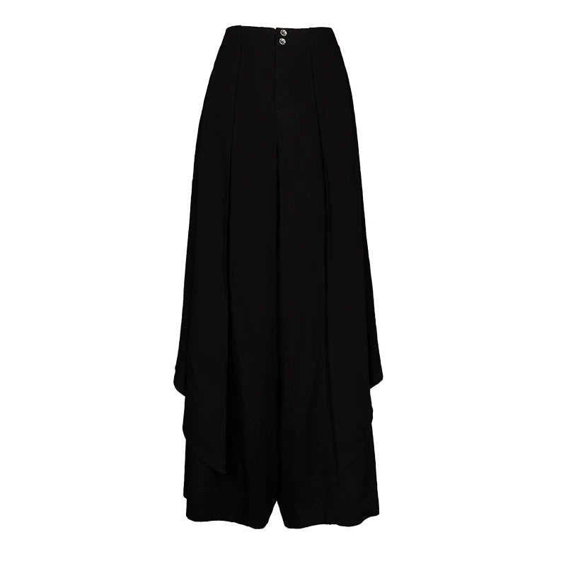 Lapargay Dark Style Wide Leg Culottes Side Irregularity Creates Layered Look L78202903V - Lapargay