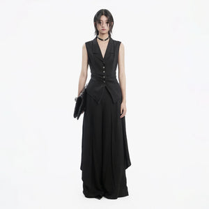 Lapargay Dark Style Wide Leg Culottes Side Irregularity Creates Layered Look L78202903V - Lapargay