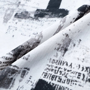 Lapargay Distressed Letter Newspaper Style, High Neck with Shirring, Lightweight Breathable Short Jacket L78201207V - Lapargay