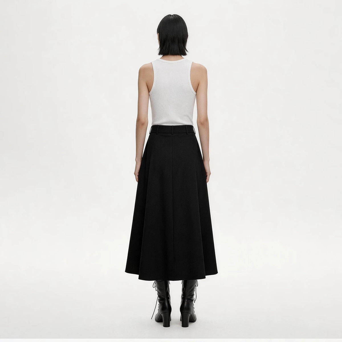 Lapargay double decorative button hip-covering design A-line long skirt high waist elongating figure L78209105V - Lapargay